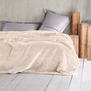 Κουβέρτα Βελουτέ Μονή (160x220) Rythmos Velour Μπεζ