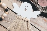 Σετ των 2 Intra απο ξύλο plywood Χρώμα wenge 3mm-4mm πάχος - Halloween Ghost Macrame Δίασταση 15x15 cm INTRAFABR-71980523