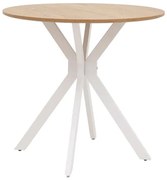 Τραπέζι Xuson φυσικό mdf-πόδι λευκό μέταλλο Φ80x75εκ 80x80x75 εκ.