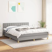 Κρεβάτι Boxspring με Στρώμα Αν. Πράσινο 160x200εκ Υφασμάτινο - Γκρι