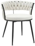 Καρέκλα - Πολυθρόνα Alkia σε μπεζ βελούδο με πόδι μαύρο μέταλλο 60x57x68εκ 60x57x68 εκ.