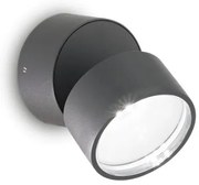 Απλίκα-Σποτ Φωτιστικό Τοίχου LED 7W Ανθρακί 3000K Φ9cm Omega 285450 Ideal Lux 285450