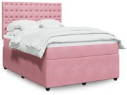 vidaXL Κρεβάτι Boxspring με Στρώμα Ροζ 140x190 εκ. Βελούδινο