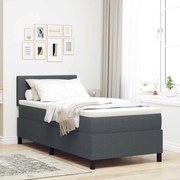 vidaXL Κρεβάτι Με Σπλιτ Στρώμα &amp; LED Σκούρο Γκρι Μονό Βελούδινο Υφασμα