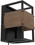 Φωτιστικό Τοίχου - Απλίκα Evesham 43806 14x24cm 1xΕ27 40W Black-Brown Eglo Ατσάλι,Ξύλο