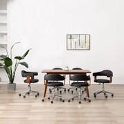 vidaXL Καρέκλες Τραπεζαρίας Περιστρ. 6 τεμ Μαύρο Λυγ. Ξύλο/Συνθ. Δέρμα