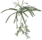 GloboStar® SPIDER PLANT 78217 Τεχνητό Φυτό Χλωρόφυτο - Μπουκέτο Διακοσμητικών Φυτών - Κλαδιών με Φύλλωμα Πράσινο - Κίτρινο - Λευκό Υ60cm