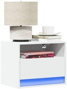 vidaXL Κομοδίνα Επιτοίχια με Φώτα LED 2 τεμ. Λευκά