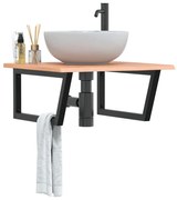 Ράφι Νιπτήρα Τοίχου από Ατσάλι / Μασίφ Ξύλο Δρυός