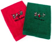 Χριστουγεννιάτικες Πετσέτες (Σετ 2τμχ) Dimcol Christmas Socks Red-Green