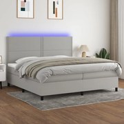 ΚΡΕΒΑΤΙ BOXSPRING ΜΕ ΣΤΡΩΜΑ &amp; LED ΑΝ.ΓΚΡΙ 200X200ΕΚ. ΥΦΑΣΜΑΤΙΝΟ 3134821