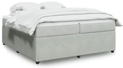 vidaXL Κρεβάτι Boxspring με Στρώμα Ανοιχτό Γκρι 200x200 εκ. Βελούδινο