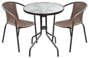 Set Baleno(Τραπ.Φ60cm+2 Πολ) Μεταλ.Καφέ Table:Φ60x70 Chair:53x58x77cm