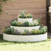 vidaXL Γλάστρα Κήπου Λευκό 120 x 120 x 20 εκ. Ατσάλι