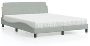 Κρεβάτι με Στρώμα Dover Ανοιχτό Γκρι 160x200 εκ. Βελούδινο