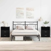 vidaXL Κομοδίνο 2 pcs Μαύρη δρυς 50 x 32 x 60 εκ. Επεξεργασμένο ξύλο