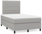 Κρεβάτι Boxspring με Στρώμα Ανοιχτό Γκρι 120x190 εκ. Υφασμάτινο - Γκρι