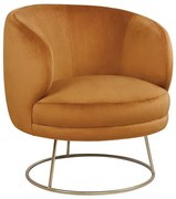 Velvet armchair Arien  in gold color with golden base 80x75x82 cm.