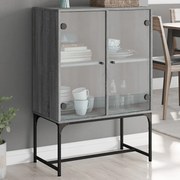 vidaXL Βοηθητικό Ντουλάπι Sonoma Γκρι 69x37x100 εκ. με Γυάλινες Πόρτες