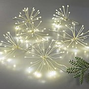 Eurolamp Μπουκετάκια Με 120 Mini LED Θερμό Λευκό (6 Μπουκέτα x 20 LED) 1.5m Και Ασημί Σύρμα IP44 Ρεύματος 600-11449