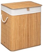 Καλάθι απλύτων Natural pakoworld χρώμα φυσικό-λευκό 40x30x50εκ