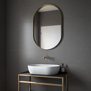 Καθρέπτης τοίχου Iron Semi Oval 60x90,λάμα χάλυβα 3εκ. Φωτισμός: LED+Διακόπτης αφής, Χρώμα Λάμας: Ασημί