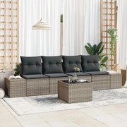 vidaXL Σετ Σαλονιού 5 τεμαχίων με Μαξιλάρια Γκρι Πολυ Ρατάν