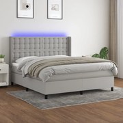 ΚΡΕΒΑΤΙ BOXSPRING ΜΕ ΣΤΡΩΜΑ &amp; LED ΑΝ.ΓΚΡΙ 160X200ΕΚ. ΥΦΑΣΜΑΤΙΝΟ 3138645