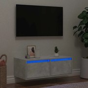 Έπιπλο Τηλεόρασης με LED Γκρι Σκυροδέματος 75x35,5x25 εκ. - Γκρι