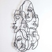 Διακοσμητικό Τοίχου Faces Line Art 507ATP1196 73x99cm Black Wallity Ατσάλι