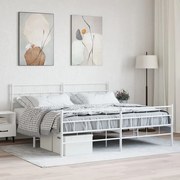 Πλαίσιο Κρεβατιού με Κεφαλάρι&Ποδαρικό Λευκό 193x203εκ. Μέταλλο - Λευκό