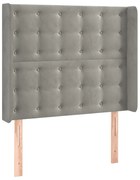 vidaXL Κεφαλάρι με Πτερύγια Ανοιχτό Γκρι 103x16x118/128 εκ. Βελούδινο
