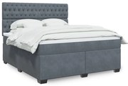 vidaXL Κρεβάτι Boxspring με Στρώμα Σκούρο Γκρι 180x200 εκ. Βελούδινο