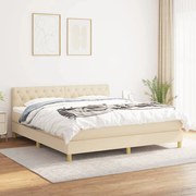 vidaXL Κρεβάτι Boxspring με Στρώμα Κρεμ 160x200 εκ. Υφασμάτινο