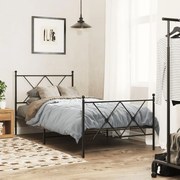 vidaXL Πλαίσιο Κρεβατιού με Κεφαλάρι&amp;Ποδαρικό Μαύρο 90x190 εκ. Μέταλλο