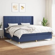 vidaXL Κρεβάτι Boxspring με Στρώμα Μπλε 200x200 εκ. Υφασμάτινο