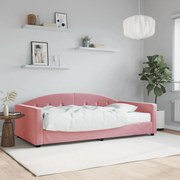 vidaXL Καναπέ Κρεβάτι με Στρώμα Ροζ 100 x 200 εκ. Βελούδινος