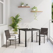 vidaXL 3-μαθήματος σετ εξωτερικής τραπεζαρίας με μαξιλάρια - καφέ ρατάν