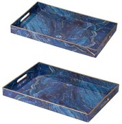 Artekko Tray Δίσκος Σερβιρίσματος Πλαστικό Μπλε (48x35x4.3)cm Σετ/2