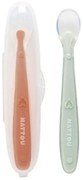 Κουτάλι Φαγητού Παιδικό (Σετ 2Τμχ.) N876834 16cm Silicon Mint-Beige Nattou Silicone