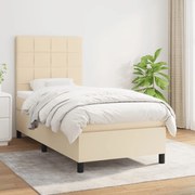 Κρεβάτι Boxspring με Στρώμα Κρεμ 80 x 200 εκ. Υφασμάτινο - Κρεμ