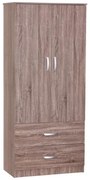 Ντουλάπα ρούχων δίφυλλη Zelia με 2 συρτάρια χρώμα καρυδί 79x42x180εκ 79x42x180 εκ.