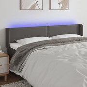 vidaXL Κεφαλάρι Κρεβατιού LED Γκρι 163x16x78/88εκ. από Συνθετικό Δέρμα