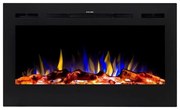 Ηλεκτρικό Τζάκι Επιτοίχιο-Ένθετο 1600W Εφέ φλόγας London Hitense-London-Μαύρο London