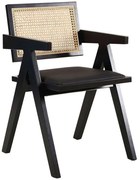 Καρέκλα Samurai 03-1084 50x50x80cm Natural-Black Rattan,Ξύλο