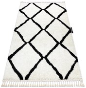 Χαλί BERBER CROSS λευκό Φράντζα Βερβερικές Μαροκινό δασύτριχος