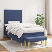 Κρεβάτι Boxspring με Στρώμα Μπλε 100 x 200 εκ. Υφασμάτινο