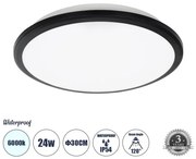 Πλαφονιέρα Οροφής LED 24W IP54 Φ30 6000K Μαύρο 60996 Globostar-60996-Μαύρο 60996