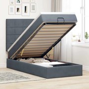 vidaXL Οθωμανικό κρεβάτι με στρώματα&amp;LEDs Σκούρο γκρι 90x200cm Velvet