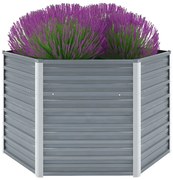 vidaXL Ζαρντινιέρα Υπερυψωμένη Γκρι 129x129x77 εκ. Γαλβανισμ. Χάλυβας